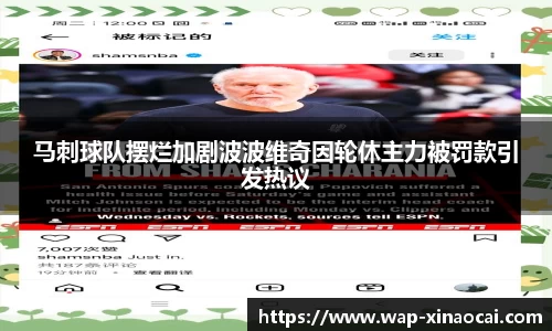 马刺球队摆烂加剧波波维奇因轮休主力被罚款引发热议